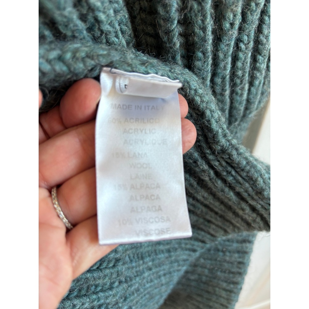 Ottod'Ame Teal Alpaca Wool Blend Ribbed Open Cardigan Duster Sweater US 8 - Picture 7 of 12